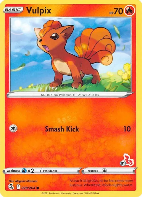 Vulpix - 029/264 #31 Cinderace Stamped #029/264 Pokémon card from Battle Academy 2022
