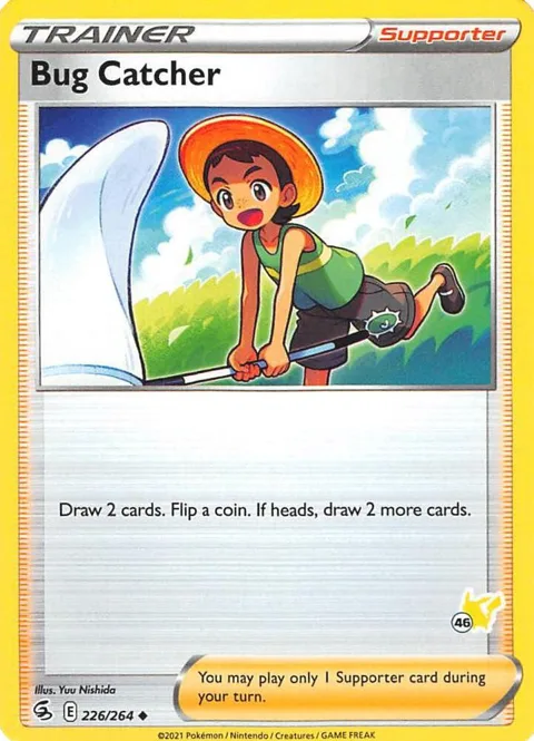 Bug Catcher - 226/264 #46 Pikachu Stamped #226/264 Pokémon card from Battle Academy 2022