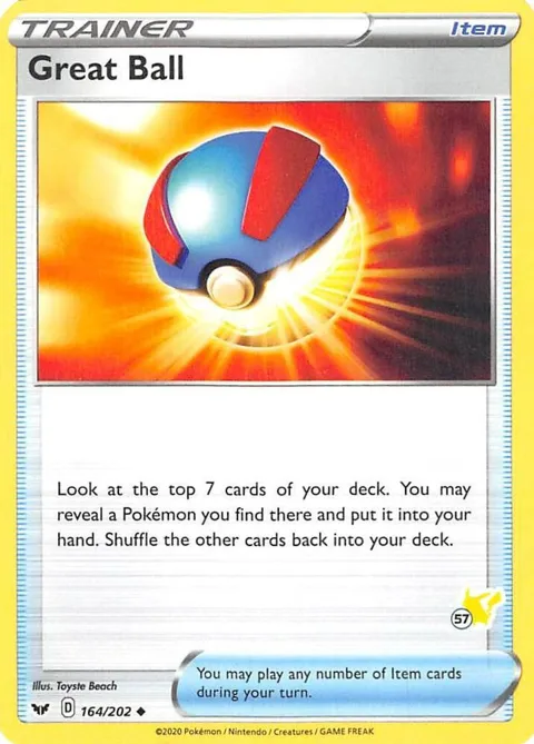 Great Ball - 164/202 #57 Pikachu Stamped #164/202 Pokémon card from Battle Academy 2022