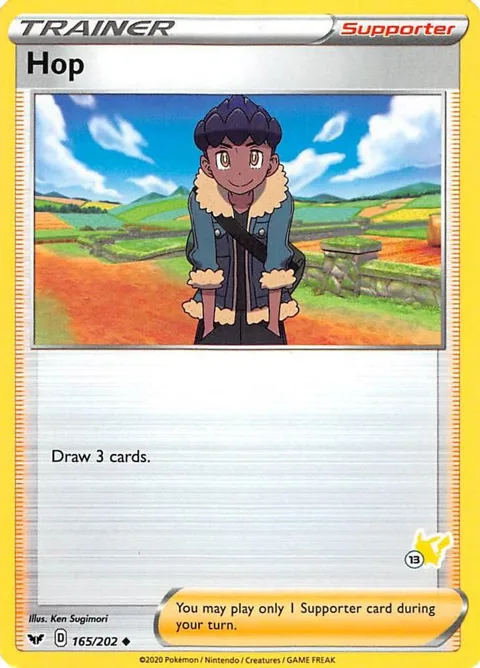 Hop - 165/202 #13 Pikachu Stamped #165/202 Pokémon card from Battle Academy 2022