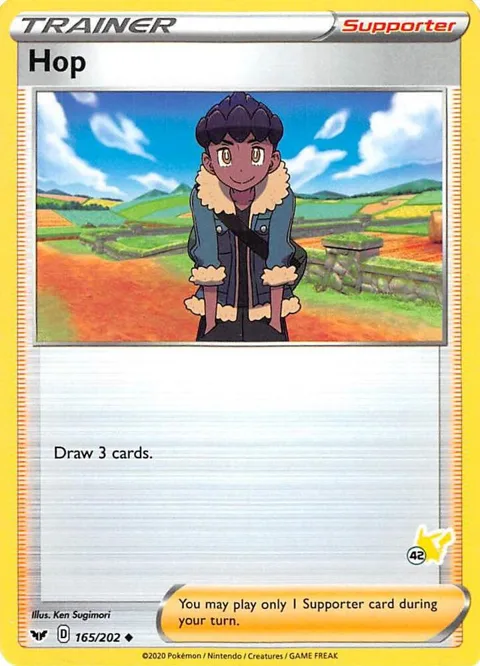 Hop - 165/202 #42 Pikachu Stamped #165/202 Pokémon card from Battle Academy 2022