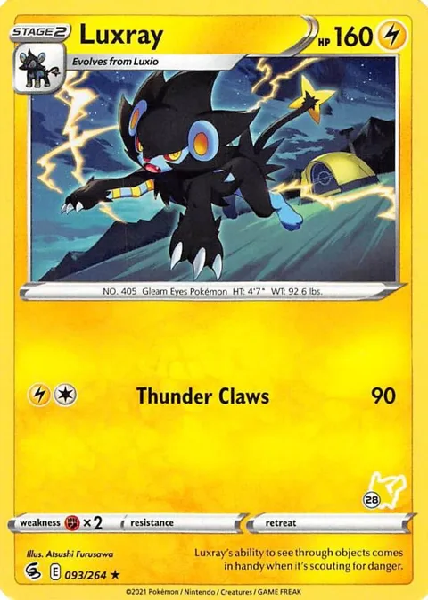 Luxray - 093/264 #28 Pikachu Stamped #093/264 Pokémon card from Battle Academy 2022