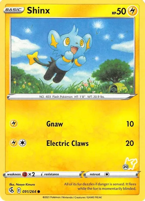 Shinx - 091/264 #20 Pikachu Stamped #091/264 Pokémon card from Battle Academy 2022