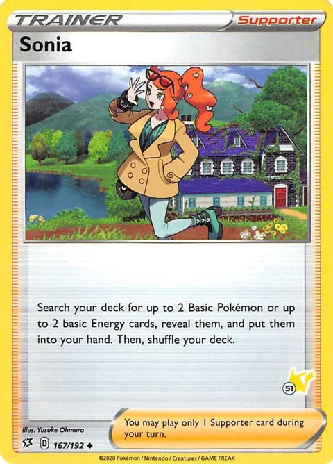 Sonia - 167/192 #51 Pikachu Stamped #167/192 Pokémon card from Battle Academy 2022