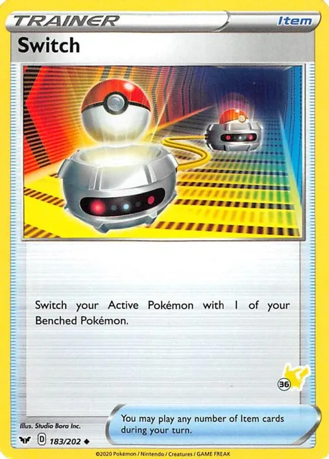 Switch - 183/202 #36 Pikachu Stamped #183/202 Pokémon card from Battle Academy 2022