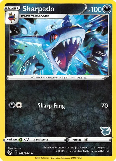 Sharpedo - 163/264 Eevee Stamped #163/264 Pokémon card from Battle Academy 2022