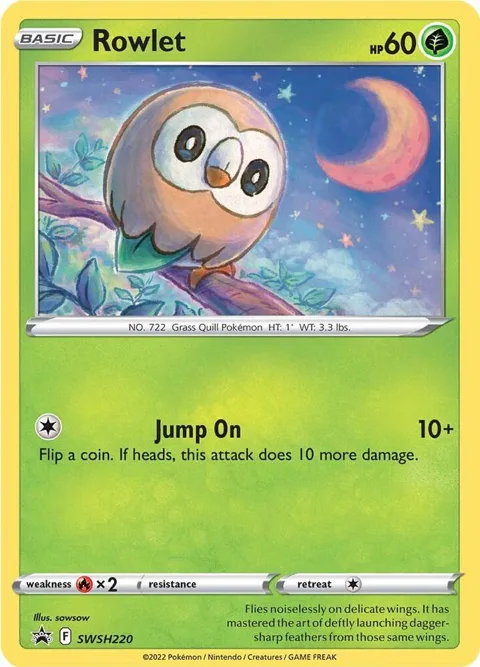 Rowlet #SWSH220 Holofoil Pokémon card from Sword & Shield Promo Cards