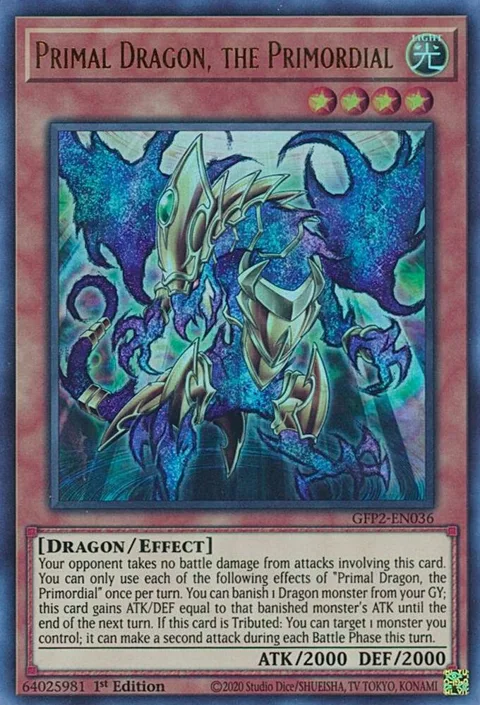 Primal Dragon, the Primordial GFP2-EN036 Yu-Gi-Oh card from Ghosts From the Past: The 2nd Haunting