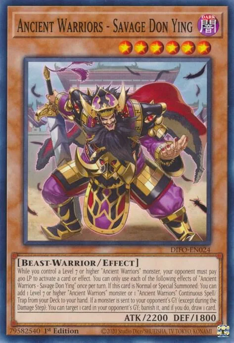 Ancient Warriors - Savage Don Ying DIFO-EN024 Yu-Gi-Oh card from Dimension Force