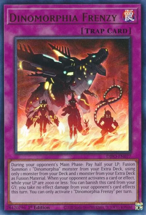 Dinomorphia Frenzy DIFO-EN077 Yu-Gi-Oh card from Dimension Force
