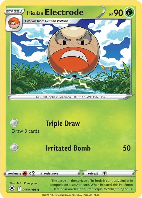 Hisuian Electrode #003/189 Reverse Holofoil Pokémon card from Astral Radiance