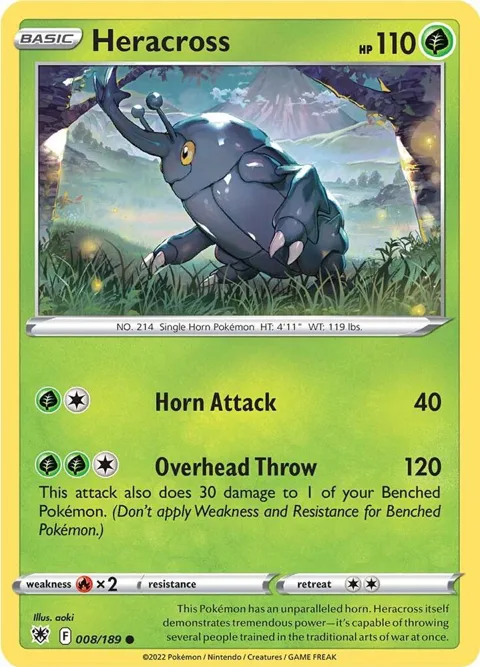 Heracross #008/189 Pokémon card from Astral Radiance