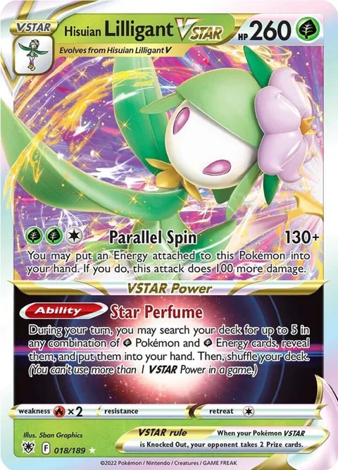 Hisuian Lilligant VSTAR #018/189 Holofoil Pokémon card from Astral Radiance