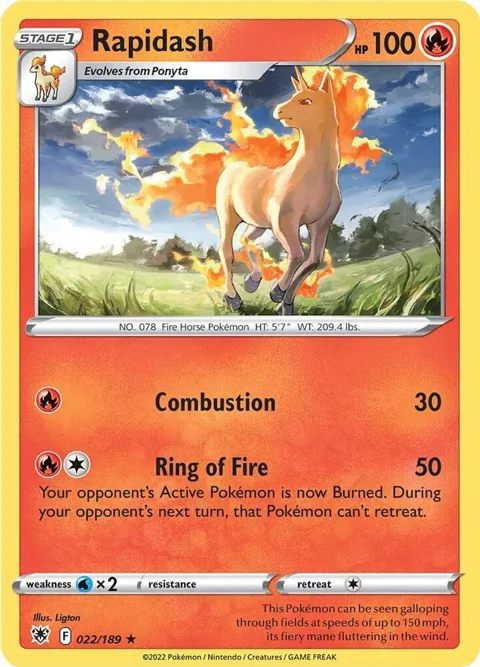 Rapidash #022/189 Pokémon card from Astral Radiance