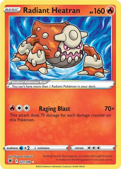 Radiant Heatran #027/189 Holofoil Pokémon card from Astral Radiance