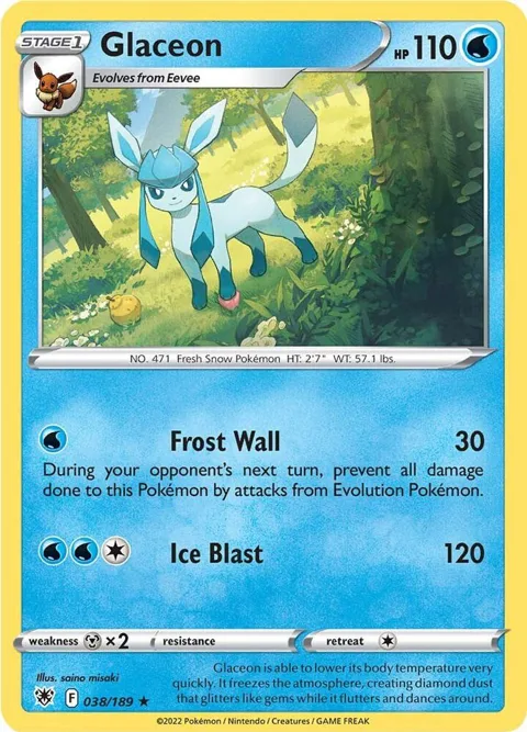 Glaceon #038/189 Reverse Holofoil Pokémon card from Astral Radiance
