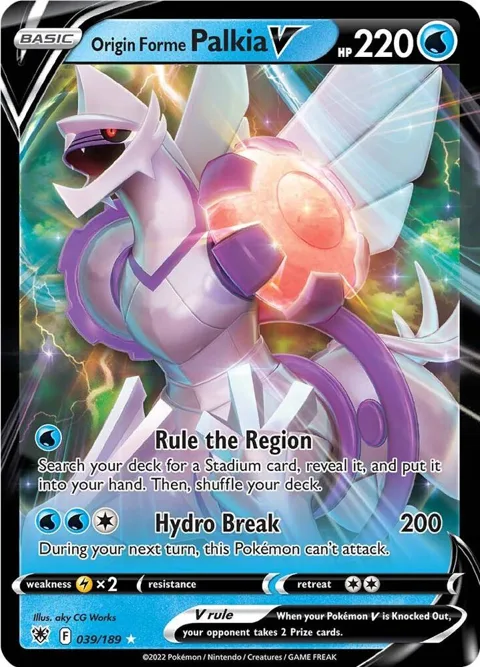 Origin Forme Palkia V #039/189 Holofoil Pokémon card from Astral Radiance