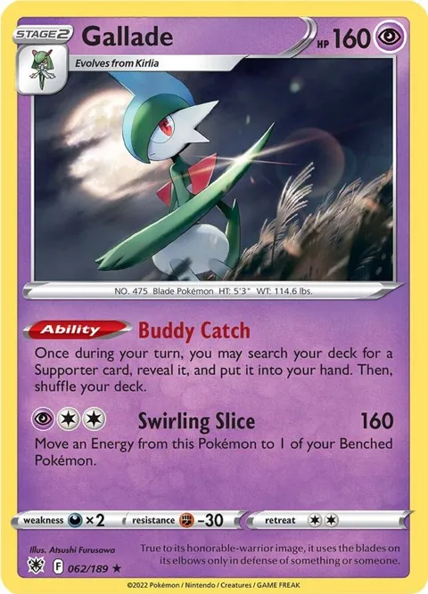Gallade #062/189 Holofoil Pokémon card from Astral Radiance