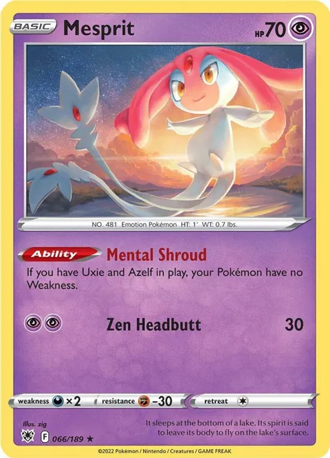 Mesprit #066/189 Reverse Holofoil Pokémon card from Astral Radiance