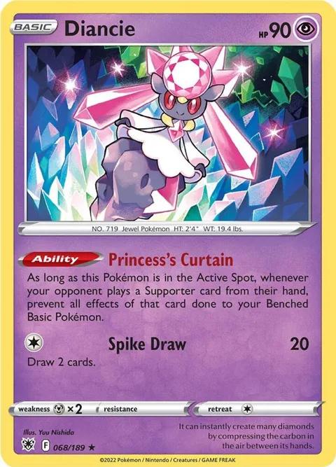 Diancie #068/189 Holofoil Pokémon card from Astral Radiance