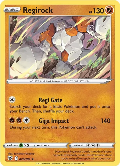 Regirock #075/189 Pokémon card from Astral Radiance
