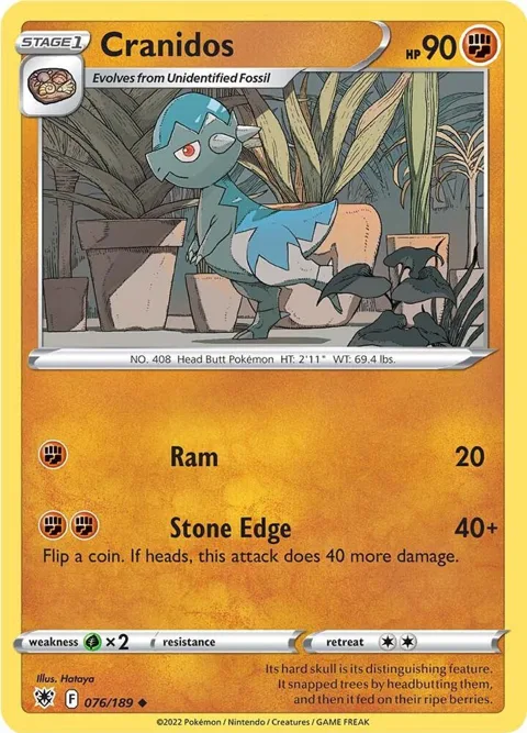 Cranidos #076/189 Reverse Holofoil Pokémon card from Astral Radiance