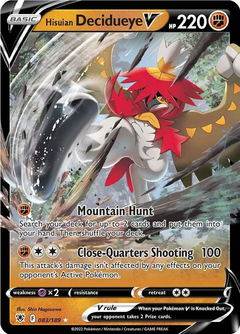 Hisuian Decidueye V #083/189 Holofoil Pokémon card from Astral Radiance