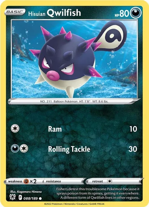 Hisuian Qwilfish 88 #088/189 Reverse Holofoil Pokémon card from Astral Radiance