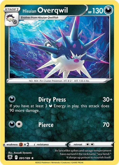 Hisuian Overqwil 91 #091/189 Reverse Holofoil Pokémon card from Astral Radiance