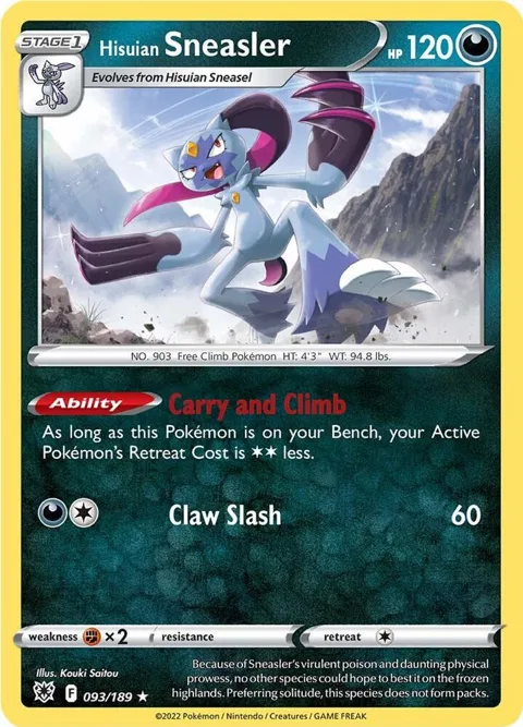 Hisuian Sneasler #093/189 Holofoil Pokémon card from Astral Radiance