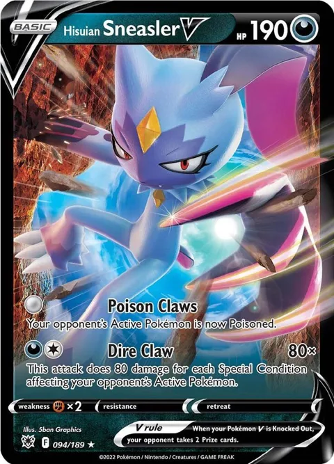 Hisuian Sneasler V #094/189 Holofoil Pokémon card from Astral Radiance