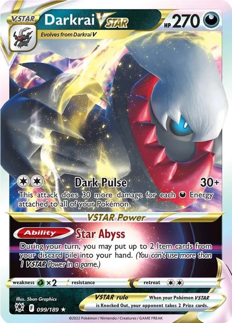 Darkrai VSTAR #099/189 Holofoil Pokémon card from Astral Radiance