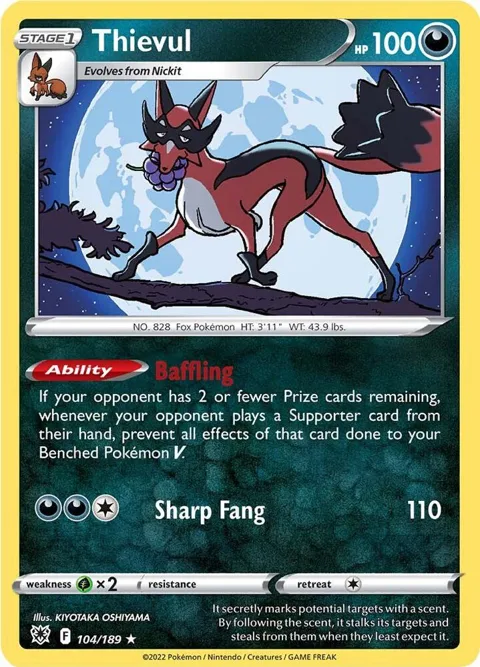 Thievul #104/189 Reverse Holofoil Pokémon card from Astral Radiance