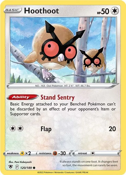 Hoothoot #120/189 Reverse Holofoil Pokémon card from Astral Radiance