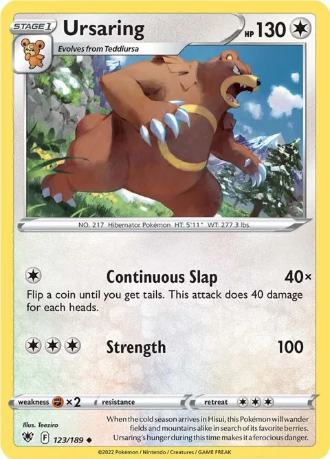 Ursaring #123/189 Reverse Holofoil Pokémon card from Astral Radiance