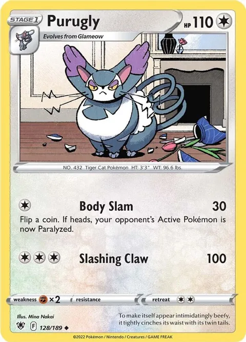 Purugly #128/189 Pokémon card from Astral Radiance