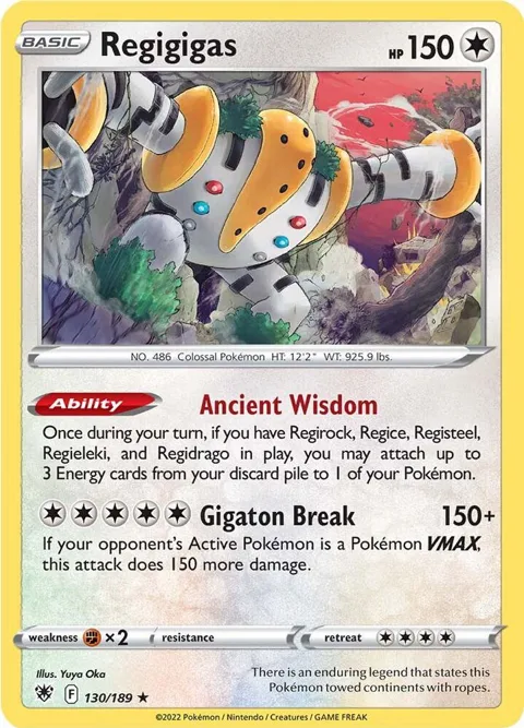 Regigigas #130/189 Reverse Holofoil Pokémon card from Astral Radiance