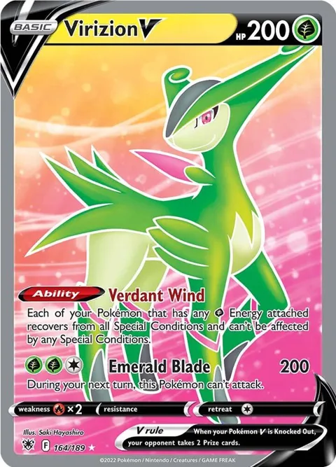 Virizion V Full Art #164/189 Holofoil Pokémon card from Astral Radiance