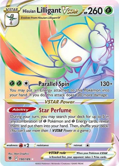 Hisuian Lilligant VSTAR Secret Rare #190/189 Holofoil Pokémon card from Astral Radiance