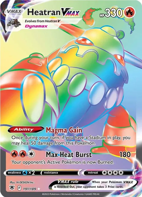 Heatran VMAX Secret Rare #191/189 Holofoil Pokémon card from Astral Radiance