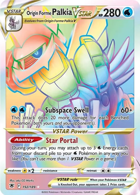 Origin Forme Palkia VSTAR Secret Rare 192 #192/189 Holofoil Pokémon card from Astral Radiance