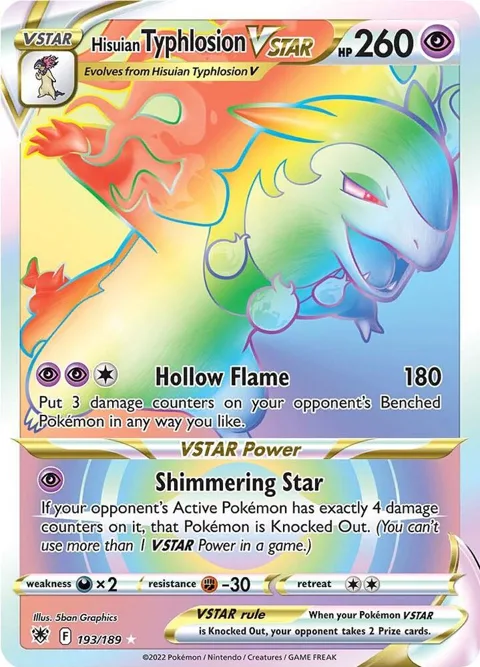 Hisuian Typhlosion VSTAR Secret Rare #193/189 Holofoil Pokémon card from Astral Radiance