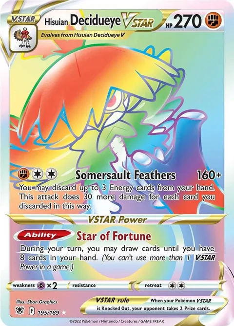 Hisuian Decidueye VSTAR Secret Rare #195/189 Holofoil Pokémon card from Astral Radiance