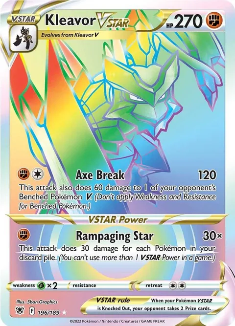 Kleavor VSTAR Secret Rare #196/189 Holofoil Pokémon card from Astral Radiance