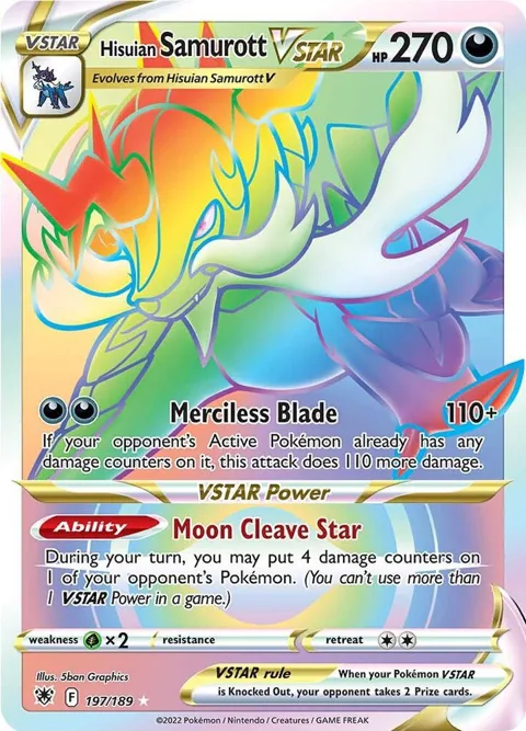 Hisuian Samurott VSTAR Secret Rare #197/189 Holofoil Pokémon card from Astral Radiance