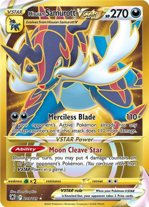 Hisuian Samurott VSTAR Secret Rare 209 #209/189 Holofoil Pokémon card from Astral Radiance
