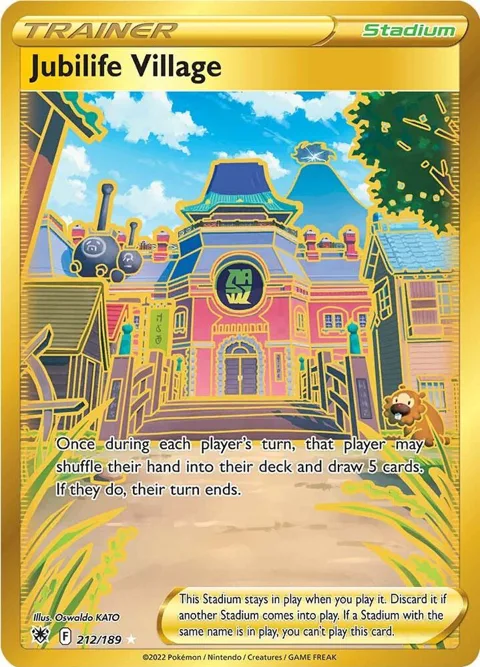 Jubilife Village Secret Rare #212/189 Holofoil Pokémon card from Astral Radiance
