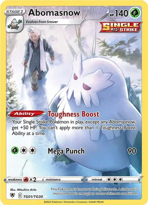 Abomasnow #TG01/TG30 Holofoil Pokémon card from Astral Radiance Trainer Gallery
