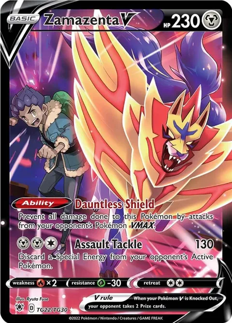 Zamazenta V #TG22/TG30 Holofoil Pokémon card from Astral Radiance Trainer Gallery