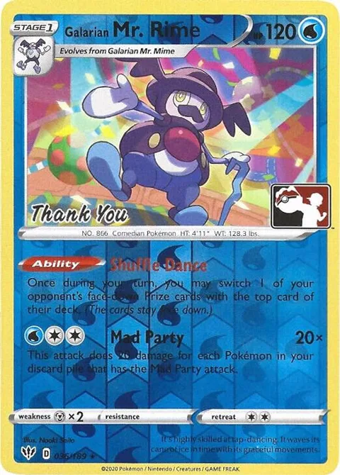 Galarian Mr. Rime - 036/189 Pokemon League [Thank You] #036/189 Reverse Holofoil Pokémon card from Miscellaneous Cards & Products